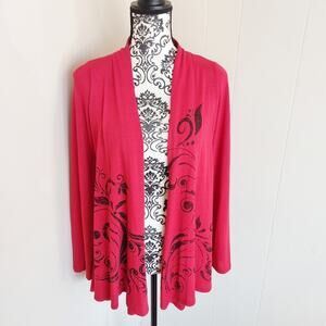 Live and Let Live Open Front Red Cardigan